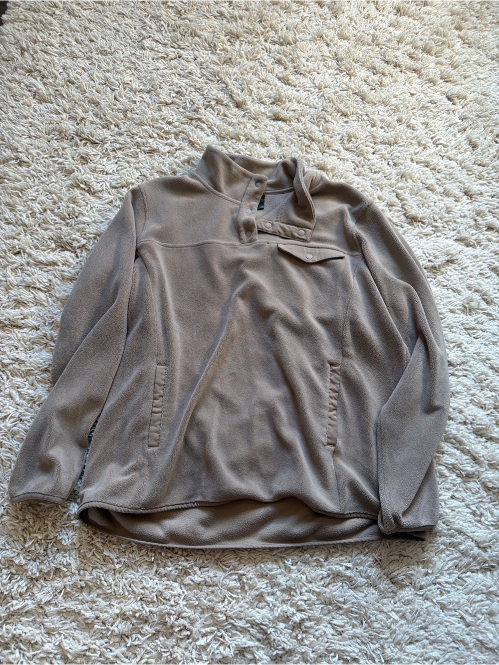 32 Degrees Women's Taupe Snap-Front Teddy Fleece Pullover